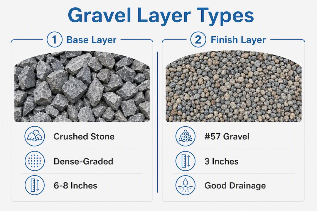 Infographic comparing gravel base and finish layers