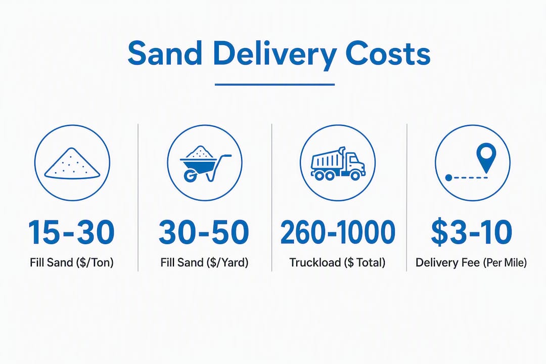 Infographic showing sand delivery cost statistics
