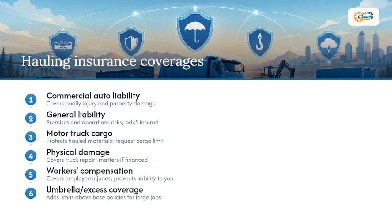 Diagram of hauling insurance policy types