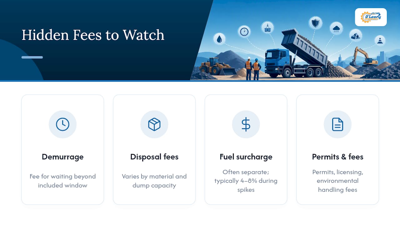 Dump truck hidden fee categories